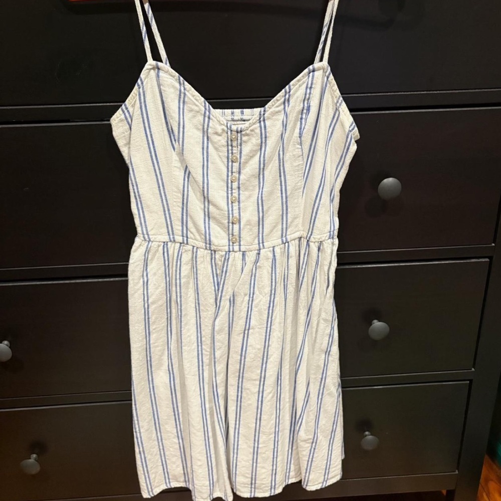 Abercrombie & Fitch White and Blue Striped Dress